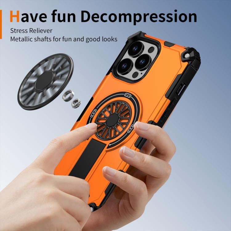 For iPhone 13 Pro Max Shockproof Kickstand Metallic Shaft MagSafe Phone Case
