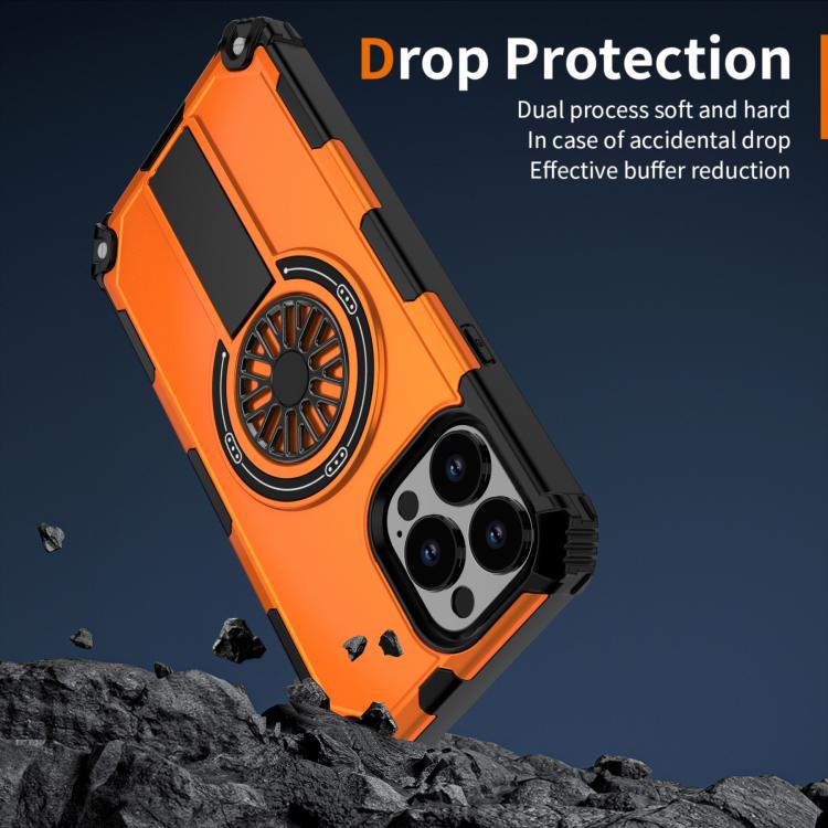 For iPhone 13 Pro Max Shockproof Kickstand Metallic Shaft MagSafe Phone Case