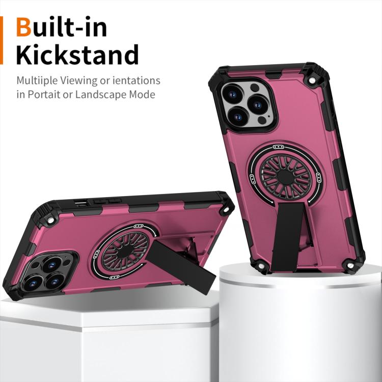 For iPhone 13 Pro Max Shockproof Kickstand Metallic Shaft MagSafe Phone Case