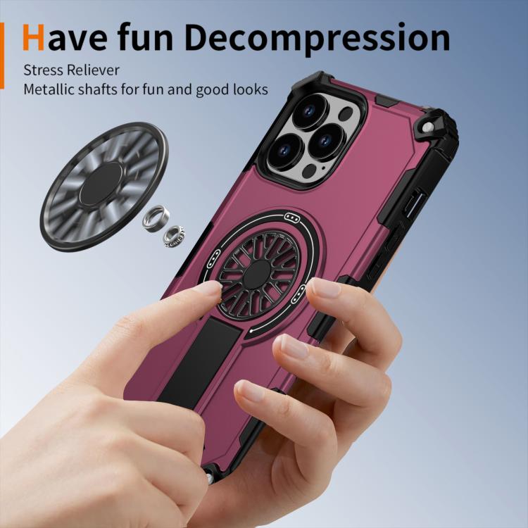 For iPhone 13 Pro Max Shockproof Kickstand Metallic Shaft MagSafe Phone Case