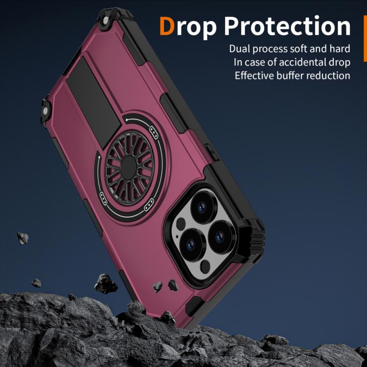 For iPhone 13 Pro Max Shockproof Kickstand Metallic Shaft MagSafe Phone Case