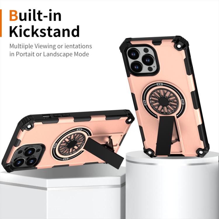 For iPhone 13 Pro Max Shockproof Kickstand Metallic Shaft MagSafe Phone Case