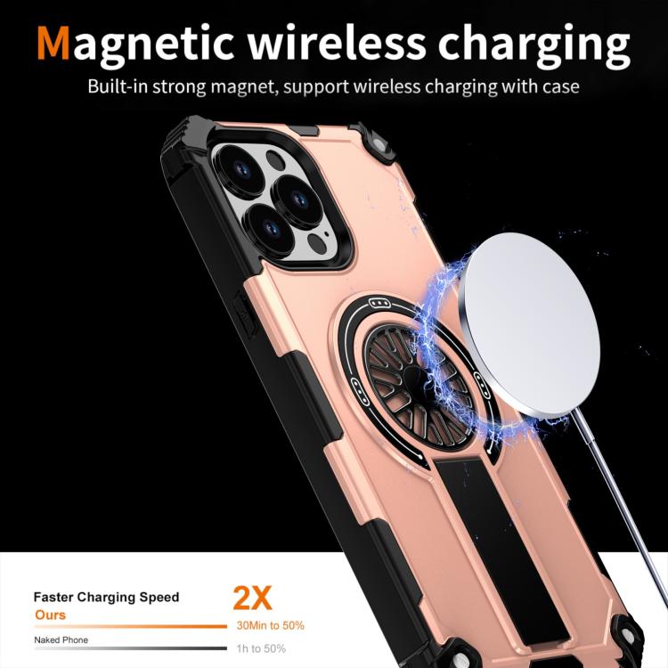 For iPhone 13 Pro Max Shockproof Kickstand Metallic Shaft MagSafe Phone Case