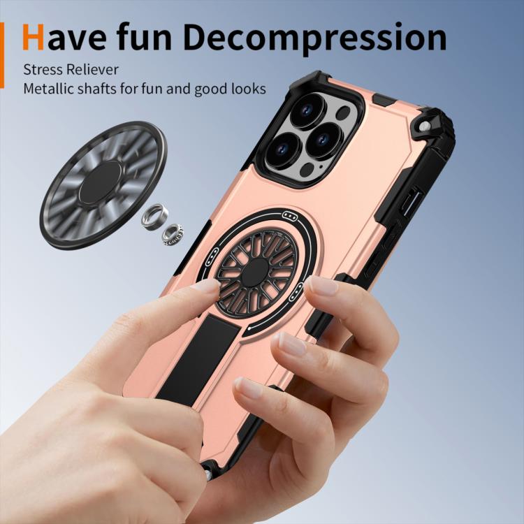 For iPhone 13 Pro Max Shockproof Kickstand Metallic Shaft MagSafe Phone Case