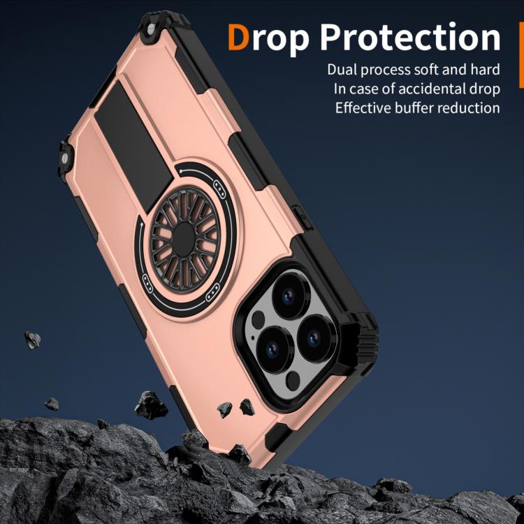For iPhone 13 Pro Max Shockproof Kickstand Metallic Shaft MagSafe Phone Case