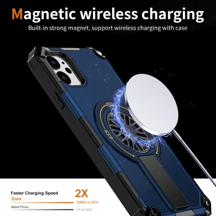 For iPhone 11 Shockproof Kickstand Metallic Shaft MagSafe Phone Case