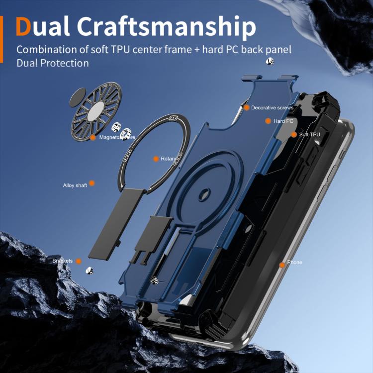 For iPhone 11 Shockproof Kickstand Metallic Shaft MagSafe Phone Case