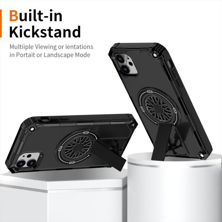 For iPhone 11 Shockproof Kickstand Metallic Shaft MagSafe Phone Case