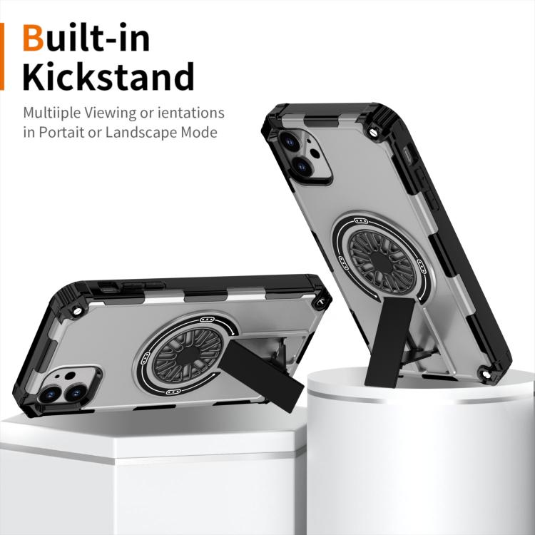For iPhone 11 Shockproof Kickstand Metallic Shaft MagSafe Phone Case