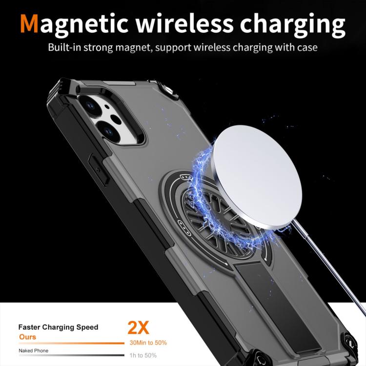 For iPhone 11 Shockproof Kickstand Metallic Shaft MagSafe Phone Case
