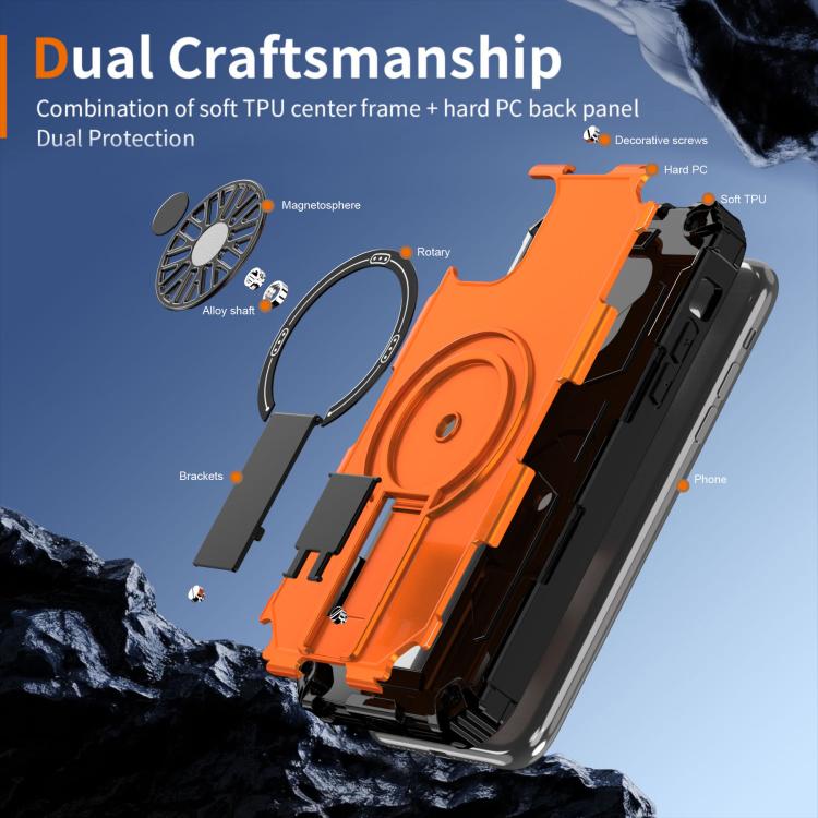 For iPhone 11 Shockproof Kickstand Metallic Shaft MagSafe Phone Case