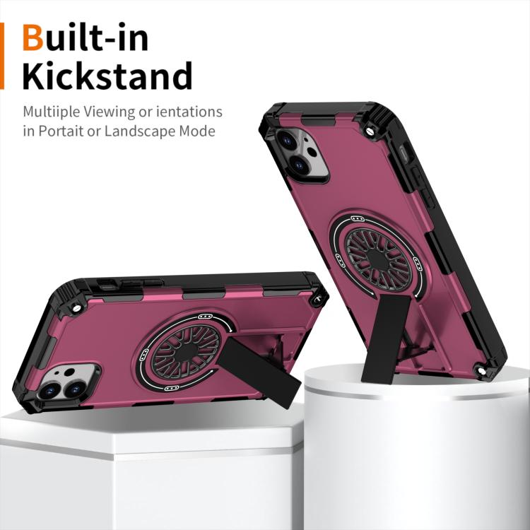 For iPhone 11 Shockproof Kickstand Metallic Shaft MagSafe Phone Case