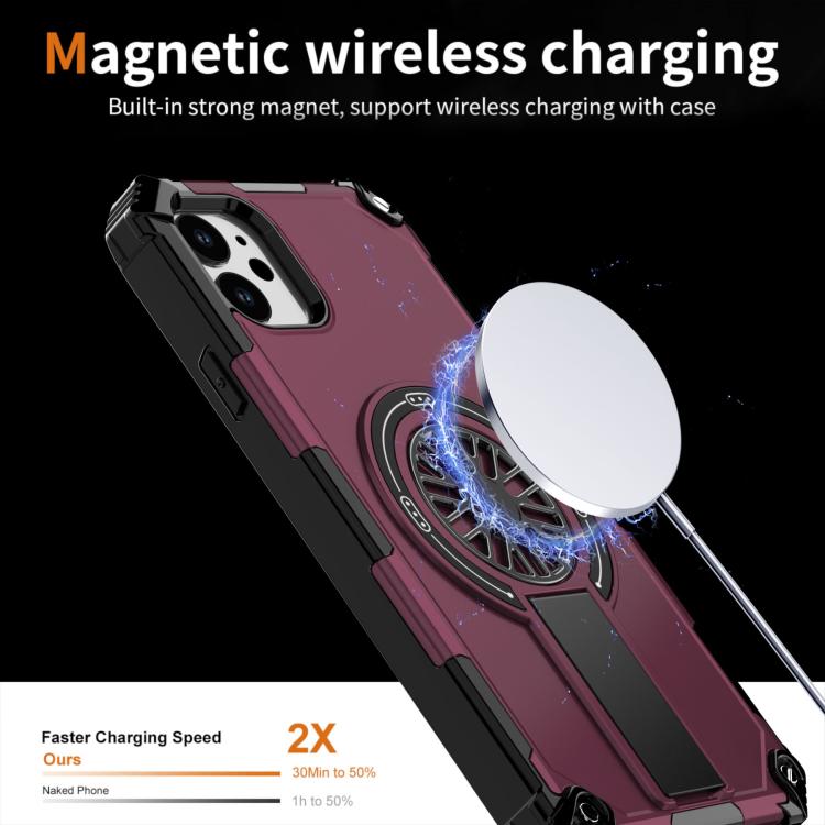 For iPhone 11 Shockproof Kickstand Metallic Shaft MagSafe Phone Case