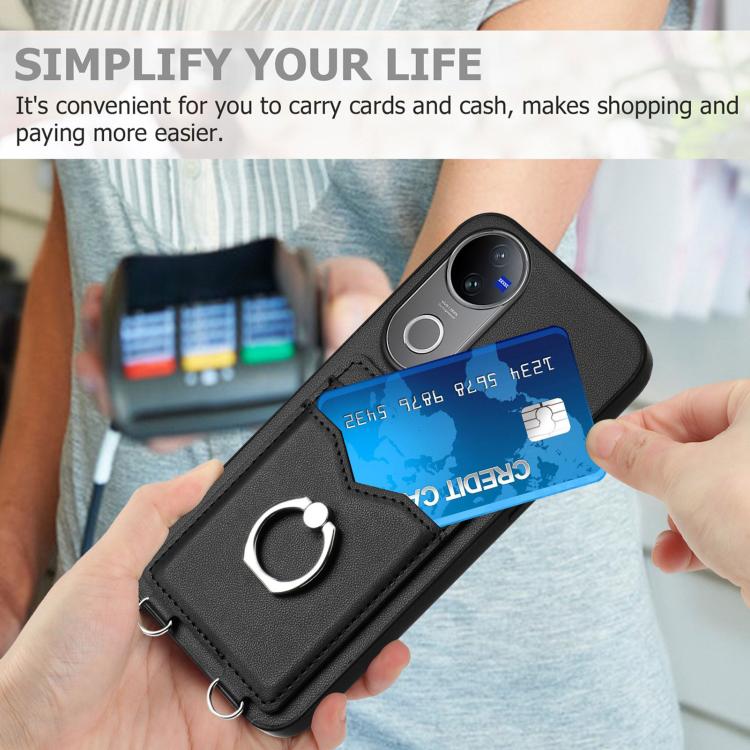 For vivo V50 / V50e R20 Ring Card Holder Phone Case
