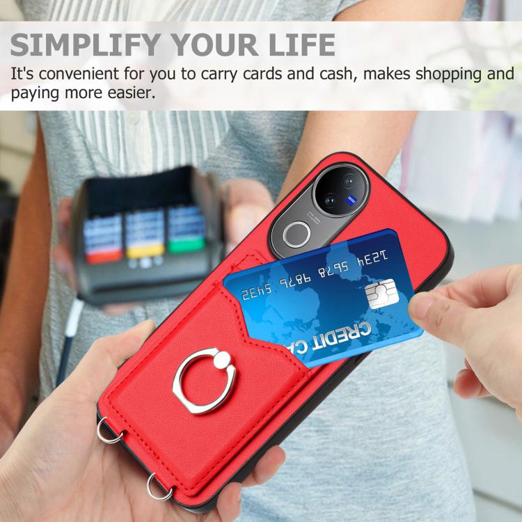 For vivo V50 / V50e R20 Ring Card Holder Phone Case