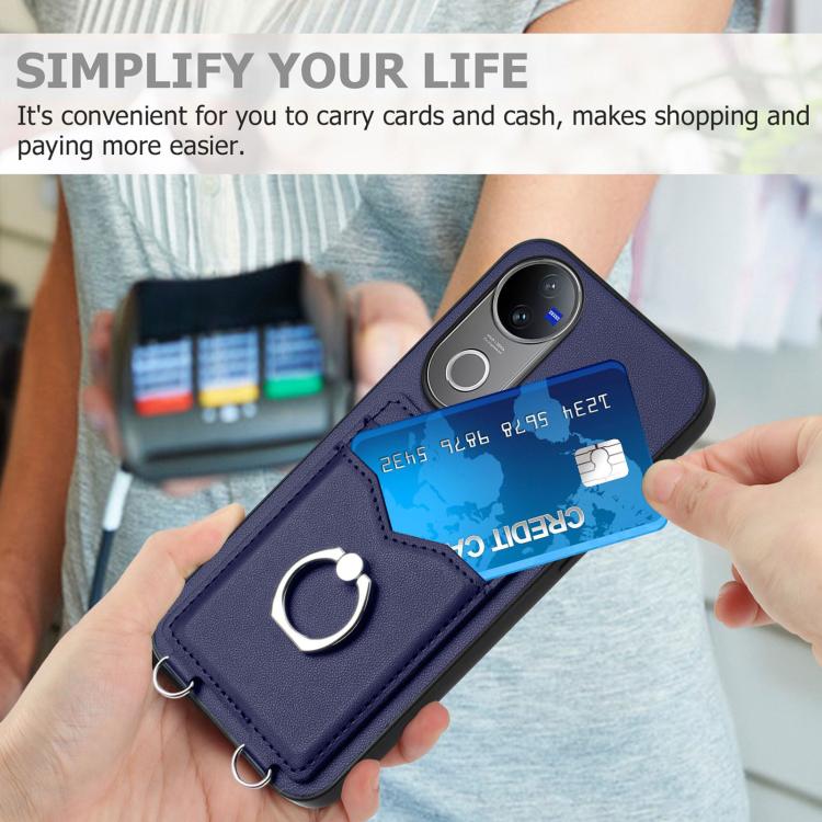 For vivo V50 / V50e R20 Ring Card Holder Phone Case