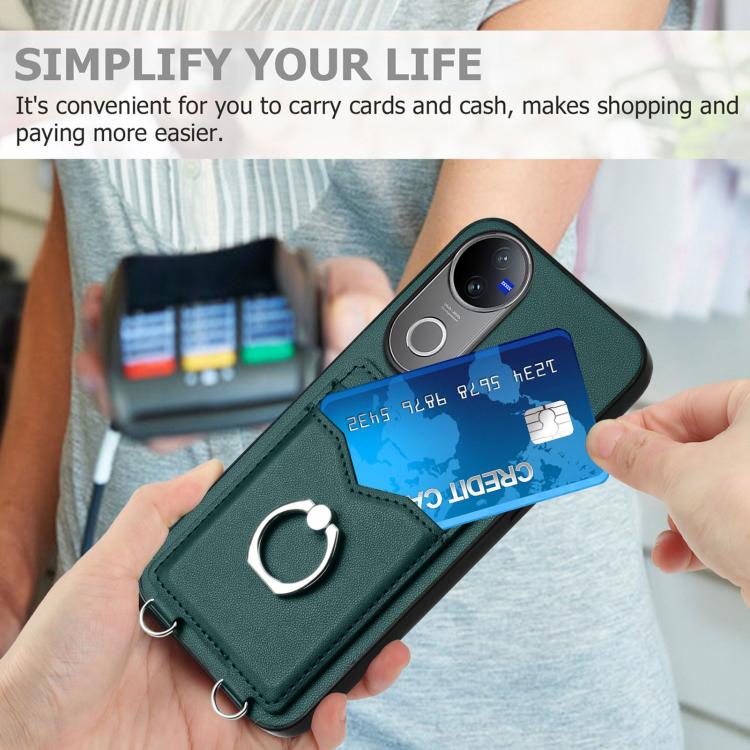 For vivo V50 / V50e R20 Ring Card Holder Phone Case