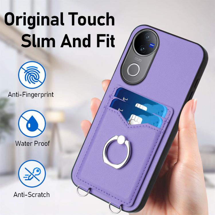 For vivo V50 / V50e R20 Ring Card Holder Phone Case