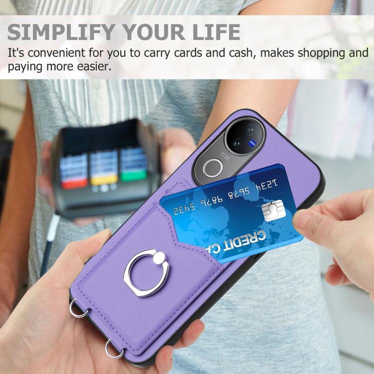 For vivo V50 / V50e R20 Ring Card Holder Phone Case