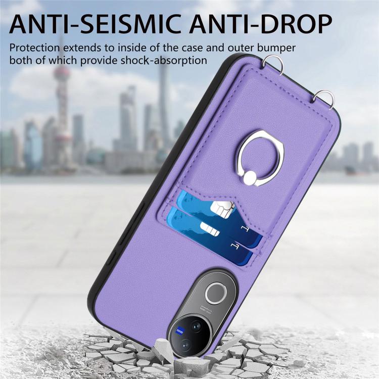 For vivo V50 / V50e R20 Ring Card Holder Phone Case