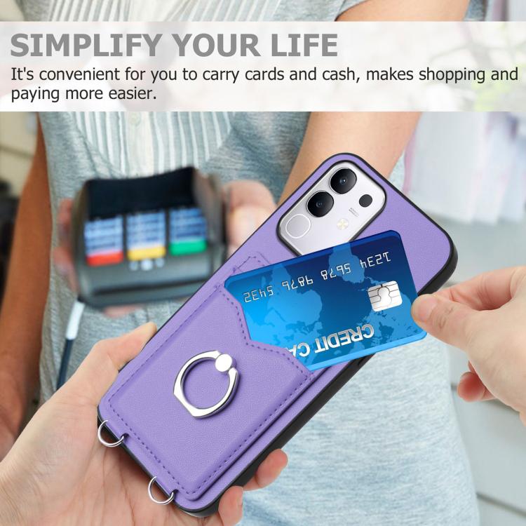 For vivo Y29 4G / T4x / Y300t R20 Ring Card Holder Phone Case