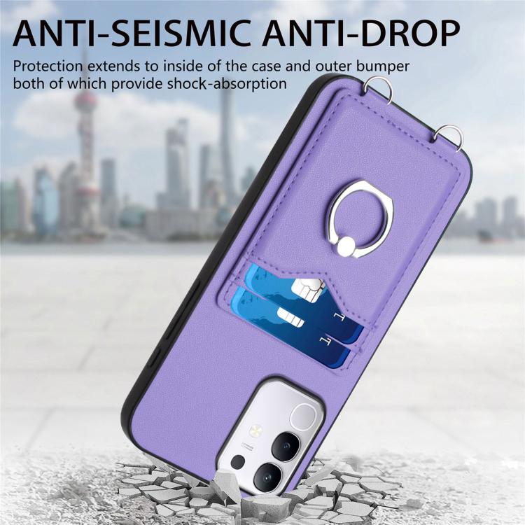 For vivo Y29 4G / T4x / Y300t R20 Ring Card Holder Phone Case