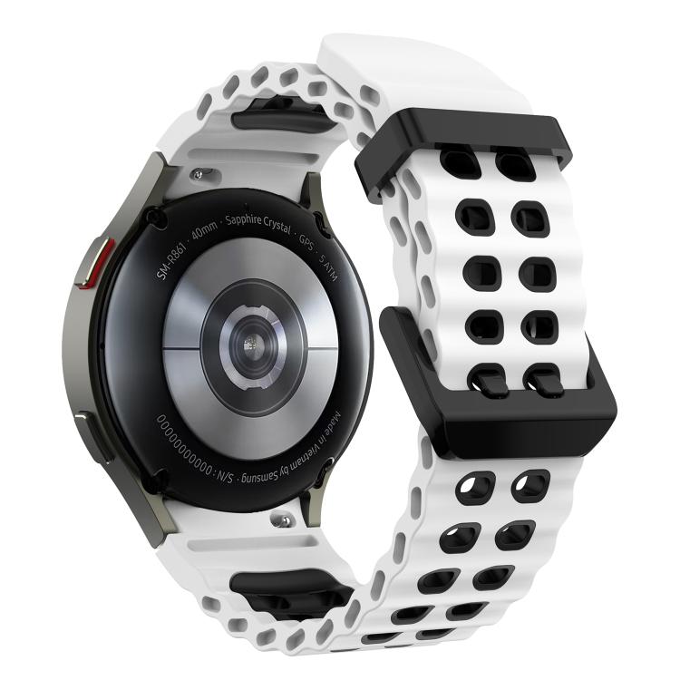 For Samsung Galaxy Watch 7 40 / 44mm Ocean Dual-Row Hole Two Color Silicone Watch Band