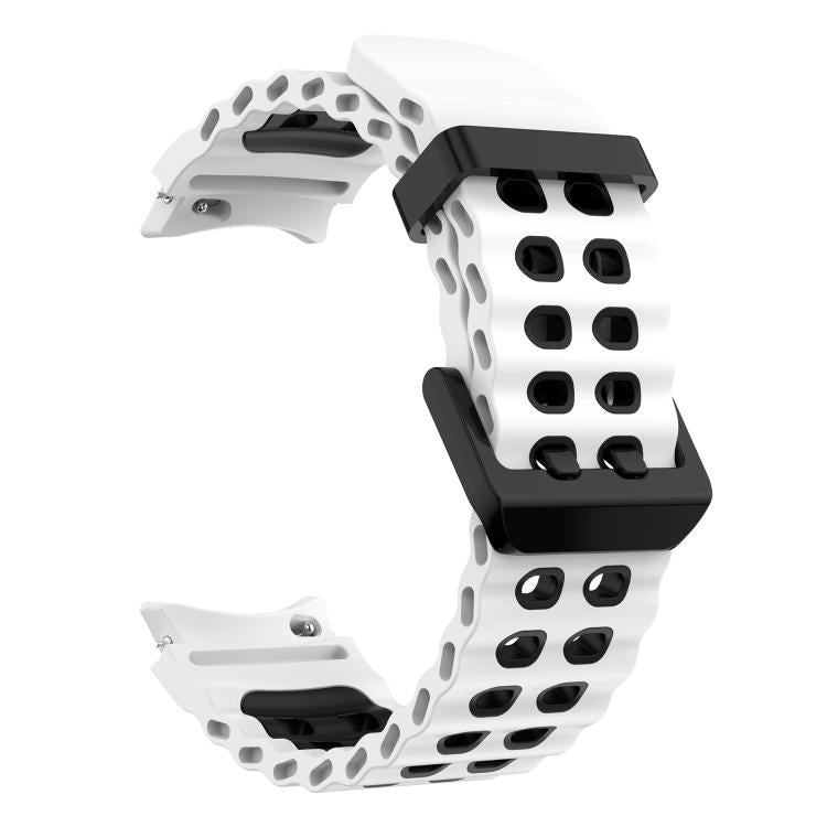 For Samsung Galaxy Watch 7 40 / 44mm Ocean Dual-Row Hole Two Color Silicone Watch Band