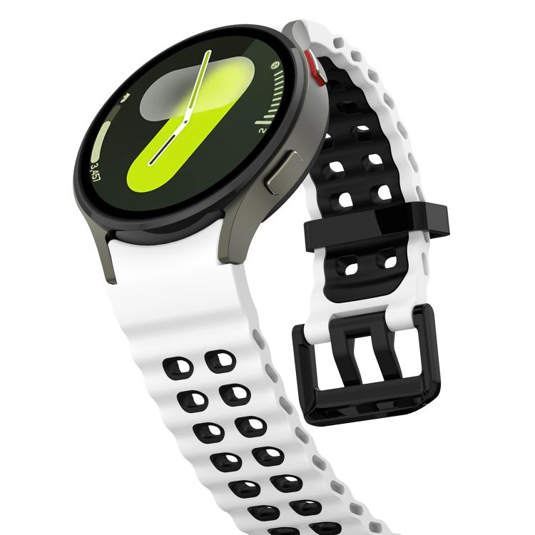 For Samsung Galaxy Watch 7 40 / 44mm Ocean Dual-Row Hole Two Color Silicone Watch Band