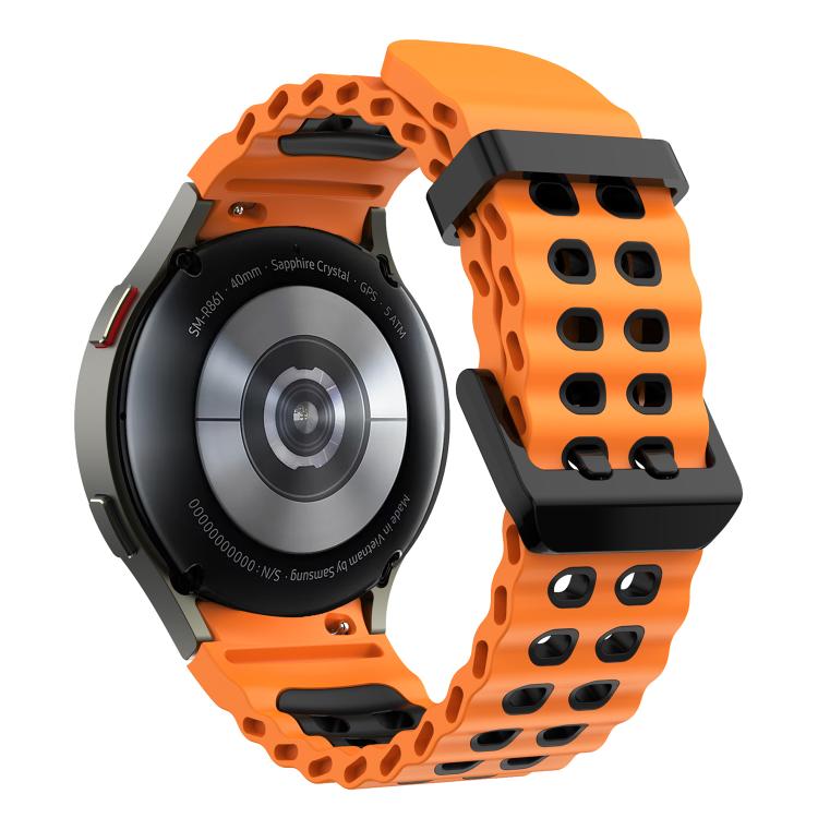 For Samsung Galaxy Watch 7 40 / 44mm Ocean Dual-Row Hole Two Color Silicone Watch Band