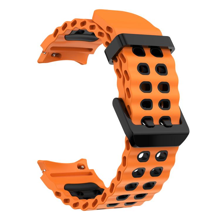For Samsung Galaxy Watch 7 40 / 44mm Ocean Dual-Row Hole Two Color Silicone Watch Band