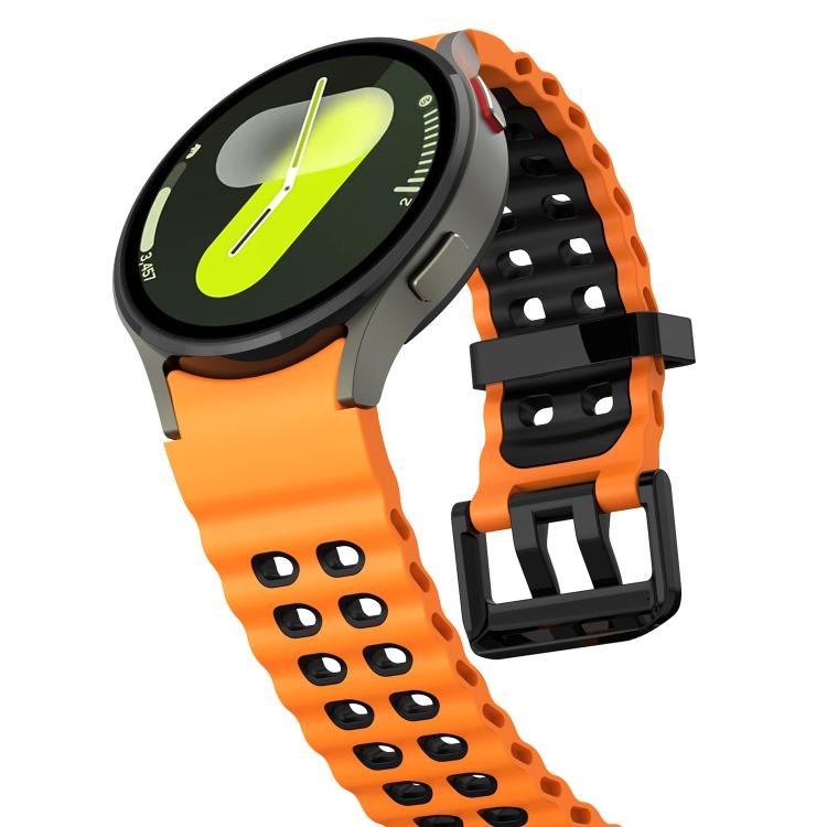 For Samsung Galaxy Watch 7 40 / 44mm Ocean Dual-Row Hole Two Color Silicone Watch Band