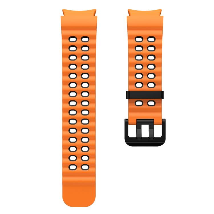 For Samsung Galaxy Watch 7 40 / 44mm Ocean Dual-Row Hole Two Color Silicone Watch Band
