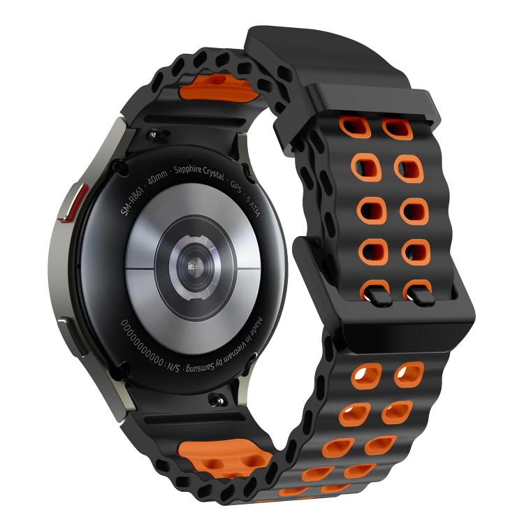 For Samsung Galaxy Watch 7 40 / 44mm Ocean Dual-Row Hole Two Color Silicone Watch Band