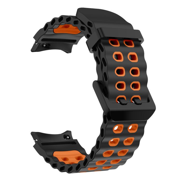 For Samsung Galaxy Watch 7 40 / 44mm Ocean Dual-Row Hole Two Color Silicone Watch Band