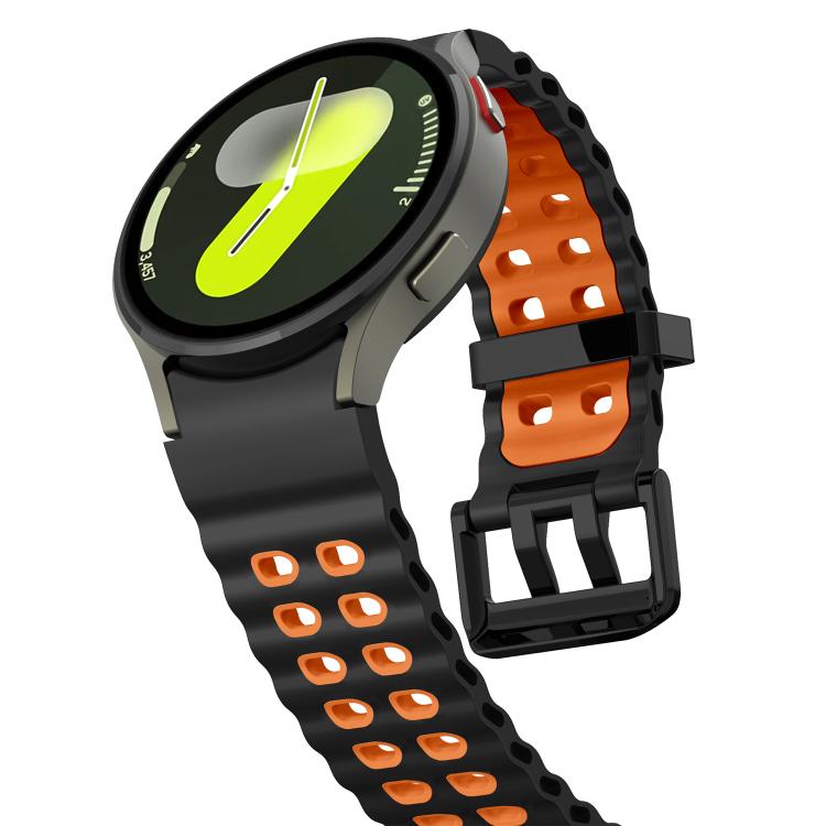 For Samsung Galaxy Watch 7 40 / 44mm Ocean Dual-Row Hole Two Color Silicone Watch Band