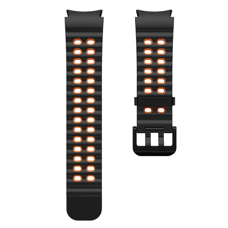 For Samsung Galaxy Watch 7 40 / 44mm Ocean Dual-Row Hole Two Color Silicone Watch Band