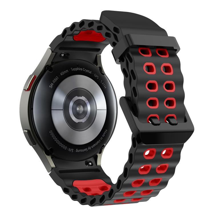 For Samsung Galaxy Watch 7 40 / 44mm Ocean Dual-Row Hole Two Color Silicone Watch Band