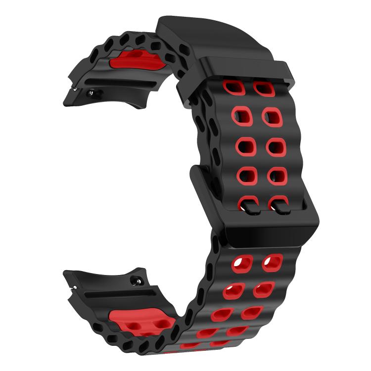 For Samsung Galaxy Watch 7 40 / 44mm Ocean Dual-Row Hole Two Color Silicone Watch Band