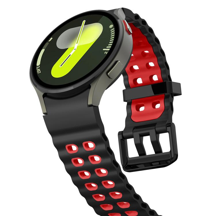 For Samsung Galaxy Watch 7 40 / 44mm Ocean Dual-Row Hole Two Color Silicone Watch Band