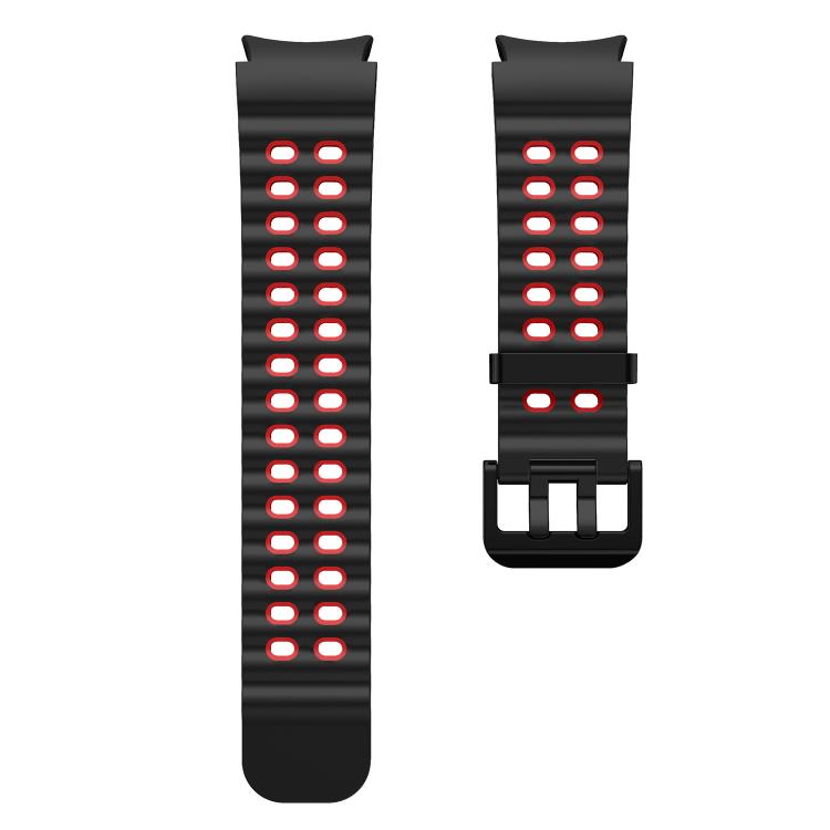 For Samsung Galaxy Watch 7 40 / 44mm Ocean Dual-Row Hole Two Color Silicone Watch Band
