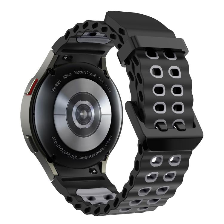 For Samsung Galaxy Watch 7 40 / 44mm Ocean Dual-Row Hole Two Color Silicone Watch Band