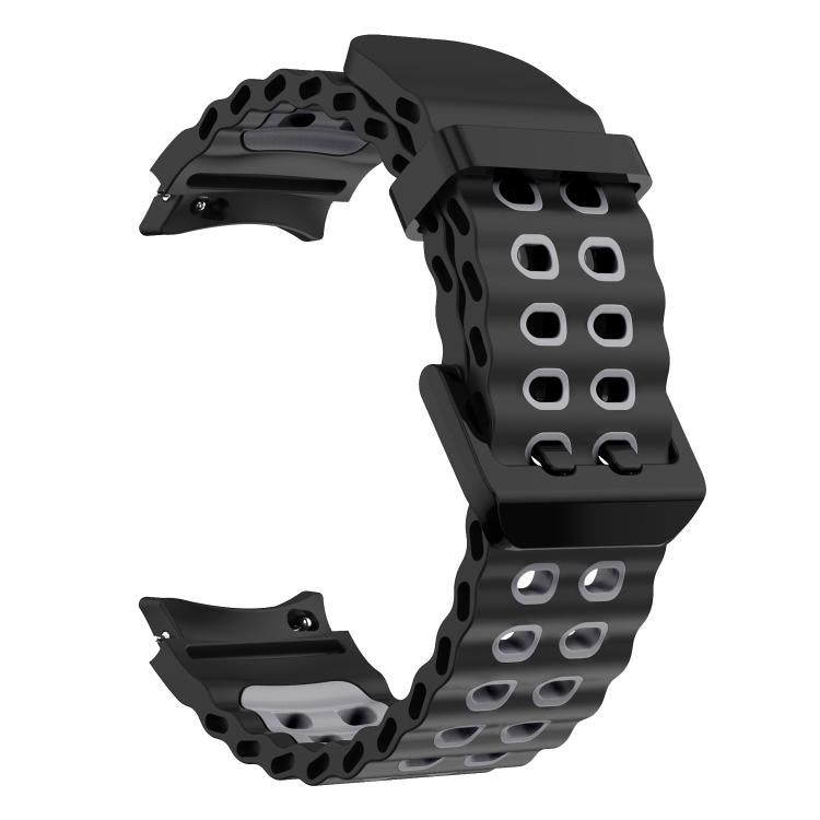 For Samsung Galaxy Watch 7 40 / 44mm Ocean Dual-Row Hole Two Color Silicone Watch Band