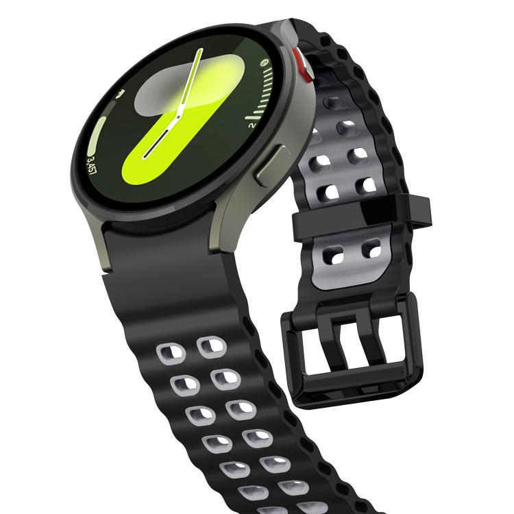 For Samsung Galaxy Watch 7 40 / 44mm Ocean Dual-Row Hole Two Color Silicone Watch Band
