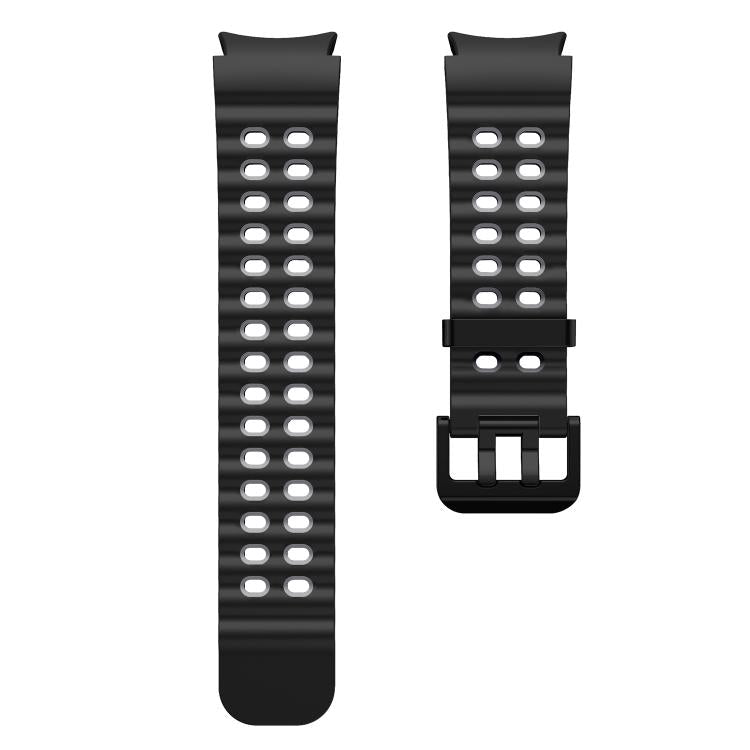 For Samsung Galaxy Watch 7 40 / 44mm Ocean Dual-Row Hole Two Color Silicone Watch Band