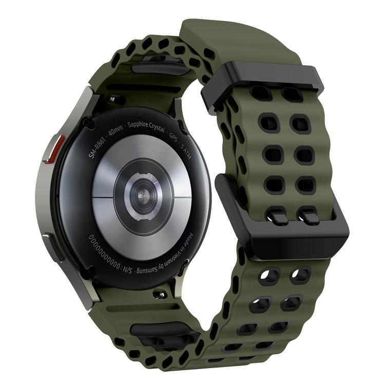 For Samsung Galaxy Watch 7 40 / 44mm Ocean Dual-Row Hole Two Color Silicone Watch Band