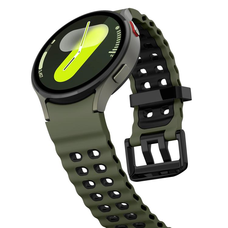 For Samsung Galaxy Watch 7 40 / 44mm Ocean Dual-Row Hole Two Color Silicone Watch Band