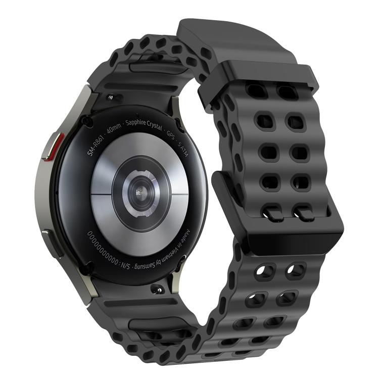 For Samsung Galaxy Watch 7 40 / 44mm Ocean Dual-Row Hole Two Color Silicone Watch Band