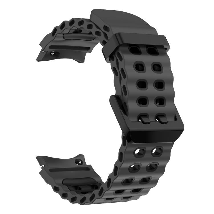 For Samsung Galaxy Watch 7 40 / 44mm Ocean Dual-Row Hole Two Color Silicone Watch Band
