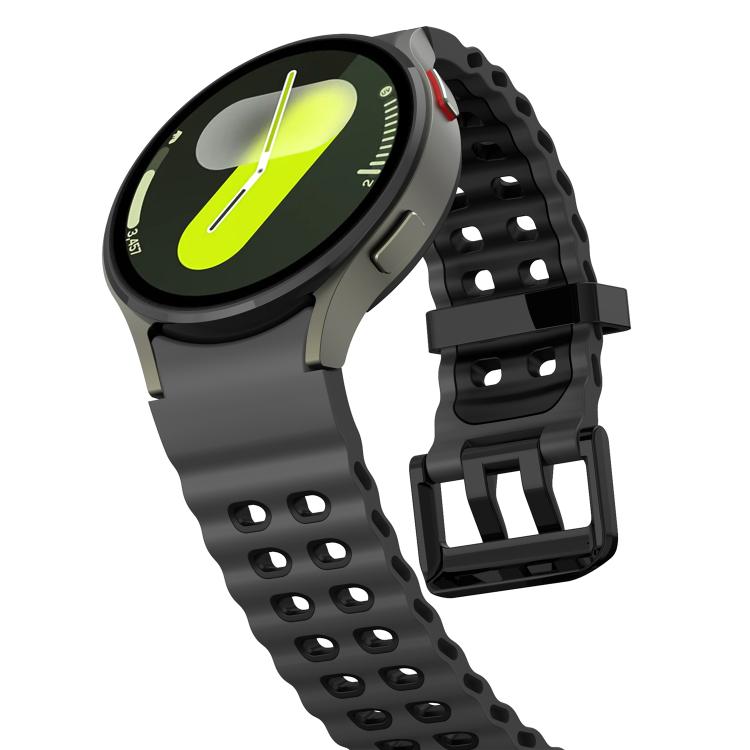 For Samsung Galaxy Watch 7 40 / 44mm Ocean Dual-Row Hole Two Color Silicone Watch Band